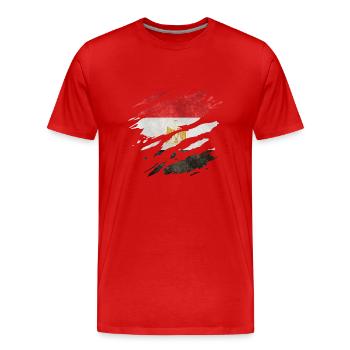 Egypt - National Flag, Scratches, Cracks - Men's Premium Organic T-Shirt - red - Front - Damien (186cm)