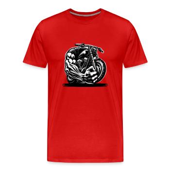 Moto pour motards et motards - T-shirt bio Premium Homme - rouge - Devant - Damien (186cm)