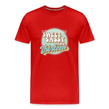 Sweet Sassy and 13 13th Birthday Party Celebrant - Männer Premium Bio T-Shirt - Rot - Vorne - Damien (186cm)