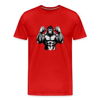 Entraînement musculaire Gorilla Gym - T-shirt bio Premium Homme - rouge - Devant - Damien (186cm)