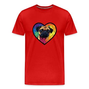Carlin Chien Cœur Chien Amour - T-shirt bio Premium Homme - rouge - Devant - Damien (186cm)