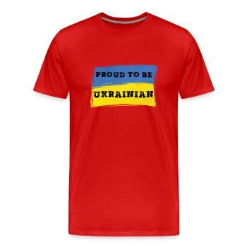 Proud To Be Ukrainian - Ukraine - Men's Premium Organic T-Shirt - red - Front - Damien (186cm)