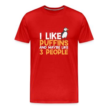 Papageientaucher Puffin Alkenvögel Lunde - Männer Premium Bio T-Shirt - Rot - Vorne - Damien (186cm)