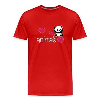 Bär Panda drei herzen tierliebe - Männer Premium Bio T-Shirt - Rot - Vorne - Damien (186cm)