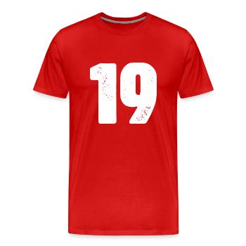 Maillot 19 Numéro - T-shirt bio Premium Homme - rouge - Devant - Damien (186cm)