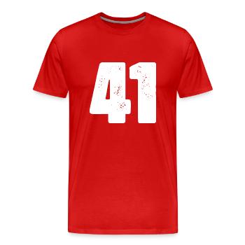 41 Maillot numéro - T-shirt bio Premium Homme - rouge - Devant - Damien (186cm)