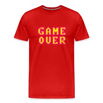 Game Over retrogaming vintage pixels - T-shirt bio Premium Homme - rouge - Devant - Damien (186cm)