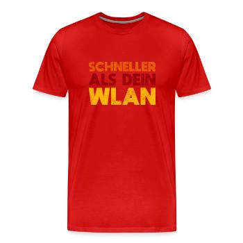 Schneller Als Dein WLAN - Männer Premium Bio T-Shirt - Rot - Vorne - Damien (186cm)