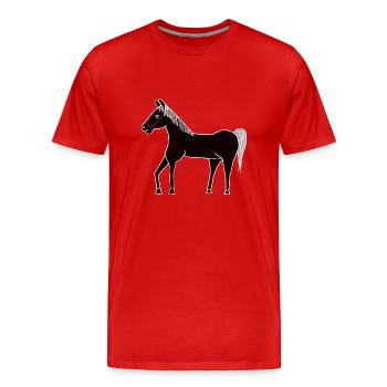 Reite1 Reiterin Pferdenarren Reitsport Reiterhof - Männer Premium Bio T-Shirt - Rot - Vorne - Damien (186cm)