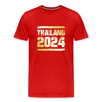 Thaïlande 2024 Médaille d’or - T-shirt bio Premium Homme - rouge - Devant - Damien (186cm)