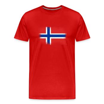Norwegen Flagge Skandinavien Norwegische Fahne - Männer Premium Bio T-Shirt - Rot - Vorne - Damien (186cm)
