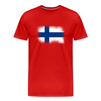 Finnland Flagge Suomi Finnische Fahne Used Look - Männer Premium Bio T-Shirt - Rot - Vorne - Damien (186cm)