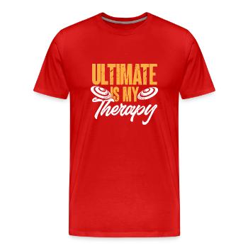 Disque de lancer de frisbee ultime - T-shirt bio Premium Homme - rouge - Devant - Damien (186cm)