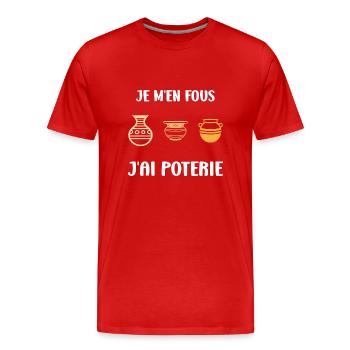 Humour pots de Poterie - T-shirt bio Premium Homme - rouge - Devant - Damien (186cm)