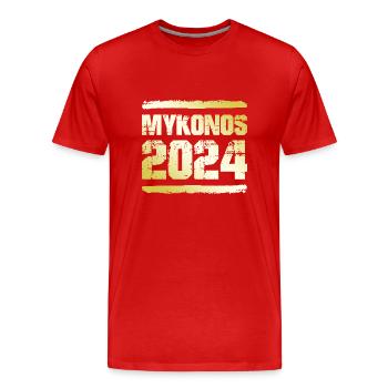 Mykonos 2024 Médaille d’or - T-shirt bio Premium Homme - rouge - Devant - Damien (186cm)