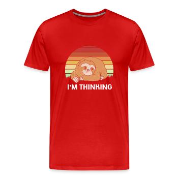 Sloth, laziness, lazy, morning grouch - Men's Premium Organic T-Shirt - red - Front - Damien (186cm)