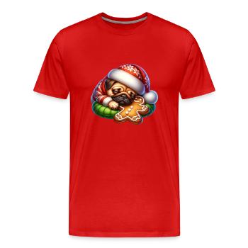 Mops Schläft mit Lebkuchen - Männer Premium Bio T-Shirt - Rot - Vorne - Damien (186cm)