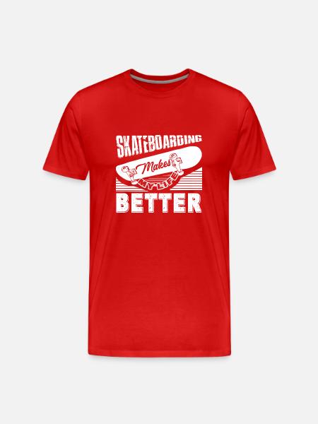 Skateboarding Skateboarding Makes Life Better - Men's Premium Organic T-Shirt - red