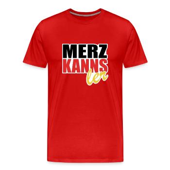 Merz kanns - Kanzler - Kanzlerkandidat - Männer Premium Bio T-Shirt - Rot - Vorne - Damien (186cm)