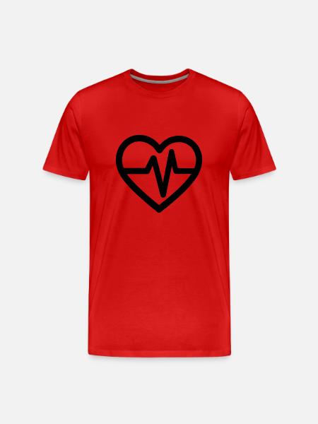 Herzschlag - Männer Premium Bio T-Shirt - Rot