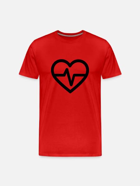 Herzschlag - Männer Premium Bio T-Shirt - Rot