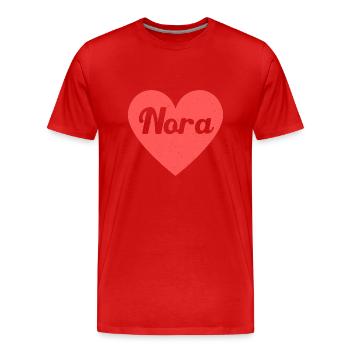 Nora Name Rotes Herz Liebe Fan Retro - Männer Premium Bio T-Shirt - Rot - Vorne - Damien (186cm)