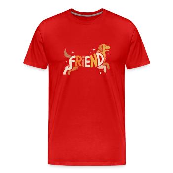 Friend Dog - Cool Pet Logo - Men's Premium Organic T-Shirt - red - Front - Damien (186cm)