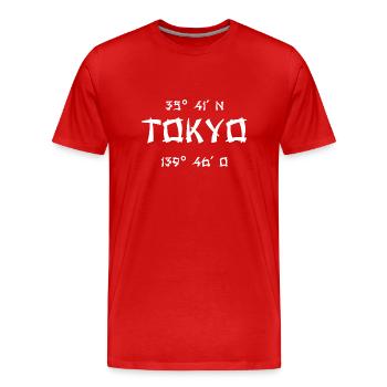 Tokyo | Japan | Koordinaten | japanisch - Männer Premium Bio T-Shirt - Rot - Vorne - Damien (186cm)