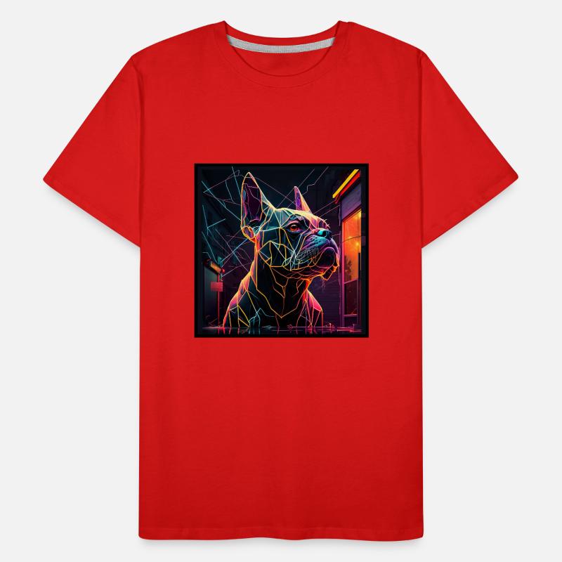 Conception de polygone néon bouledogue français T-shirt bio Premium Homme