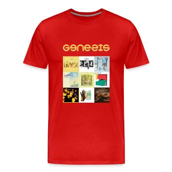 Genesis Zusammenstellung Verschiedene Album Cover - Männer Premium Bio T-Shirt - Rot - Vorne - Damien (186cm)