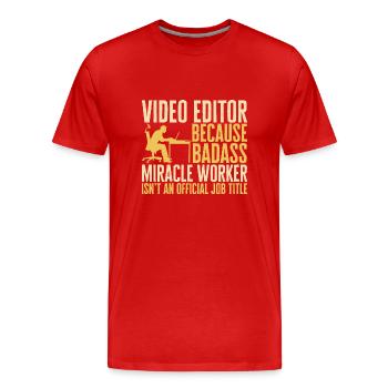 Monteur vidéo Cinéaste Vidéaste - T-shirt bio Premium Homme - rouge - Devant - Damien (186cm)