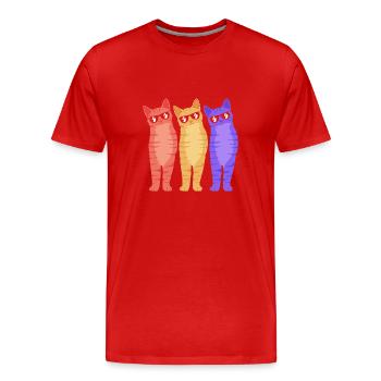 Chat tigré - T-shirt bio Premium Homme - rouge - Devant - Damien (186cm)