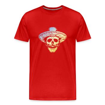 Crâne mexicain - T-shirt bio Premium Homme - rouge - Devant - Damien (186cm)