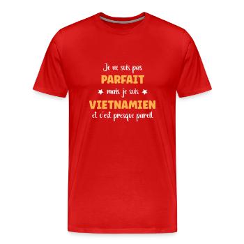 Parfait Vietnamien - T-shirt bio Premium Homme - rouge - Devant - Damien (186cm)