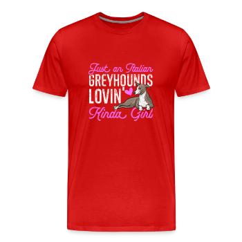 Lévrier italien Greyhound Chiens - T-shirt bio Premium Homme - rouge - Devant - Damien (186cm)