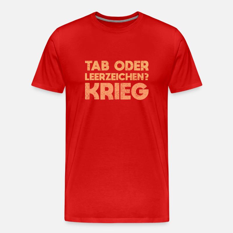 Tab Oder Leerzeichen? Krieg - Männer Premium Bio T-Shirt - Rot