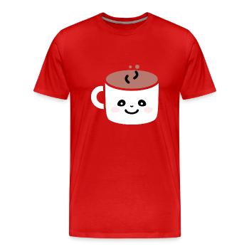 Humor Small Hot Chocolate - Men's Premium Organic T-Shirt - red - Front - Damien (186cm)
