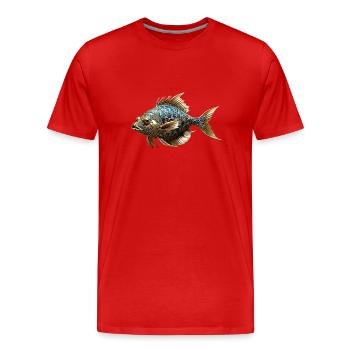 Küstendeern barocker Fisch - Männer Premium Bio T-Shirt - Rot - Vorne - Damien (186cm)