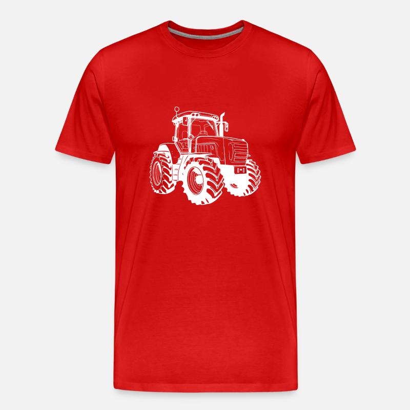 Traktor Silhouette - Männer Premium Bio T-Shirt - Rot