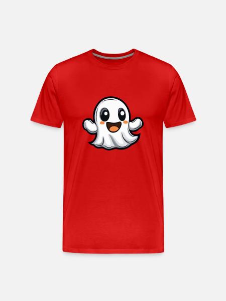 Ghost Halloween Cute Comic - Men's Premium Organic T-Shirt - red