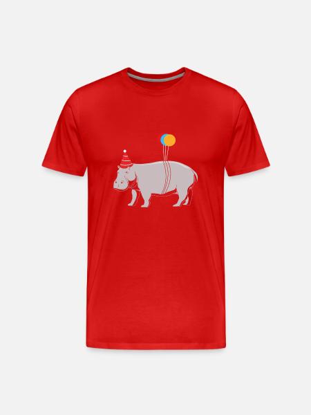 Nilpferd - Männer Premium Bio T-Shirt - Rot