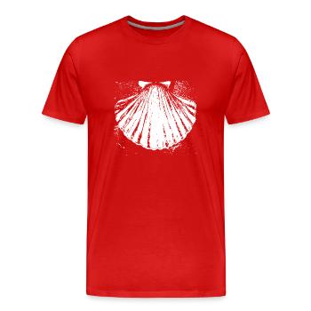Camino - Scallop - Pilgrimage - Santiago - Men's Premium Organic T-Shirt - red - Front - Damien (186cm)