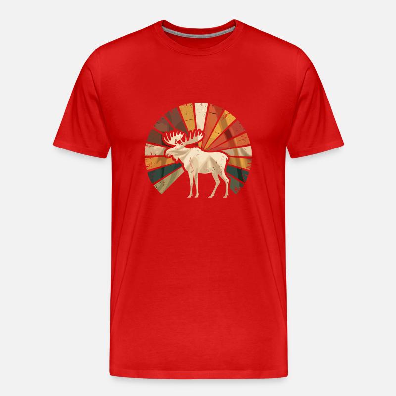 Retro Elch Tier - Männer Premium Bio T-Shirt - Rot