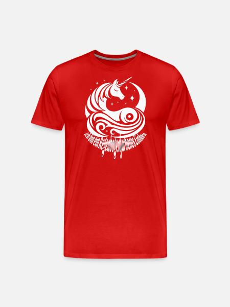 Regenbogenfarbenes Einhorn - Männer Premium Bio T-Shirt - Rot