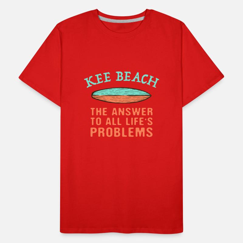 Kee Beach Answer To All Life's Problems Surfing Men's Premium Organic T-Shirt