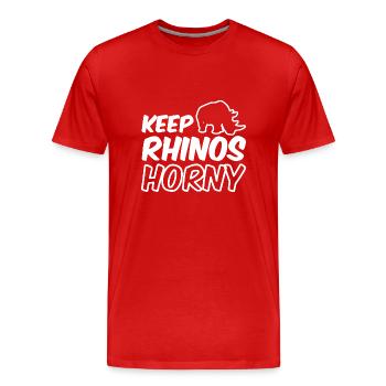 Gardez les rhinocéros excités - T-shirt bio Premium Homme - rouge - Devant - Damien (186cm)