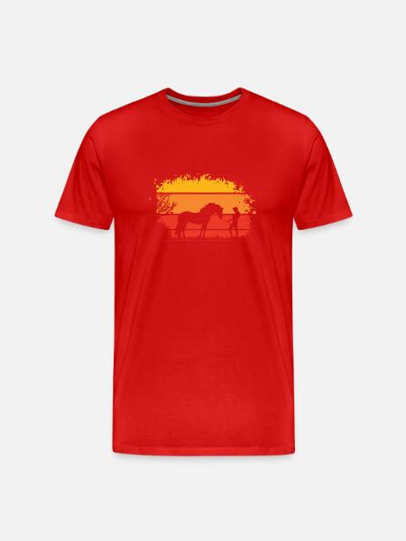Frau mit Pferd - Männer Premium Bio T-Shirt - Rot