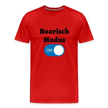 Boarisch Modus - bayerischer Spruch - Männer Premium Bio T-Shirt - Rot - Vorne - Damien (186cm)