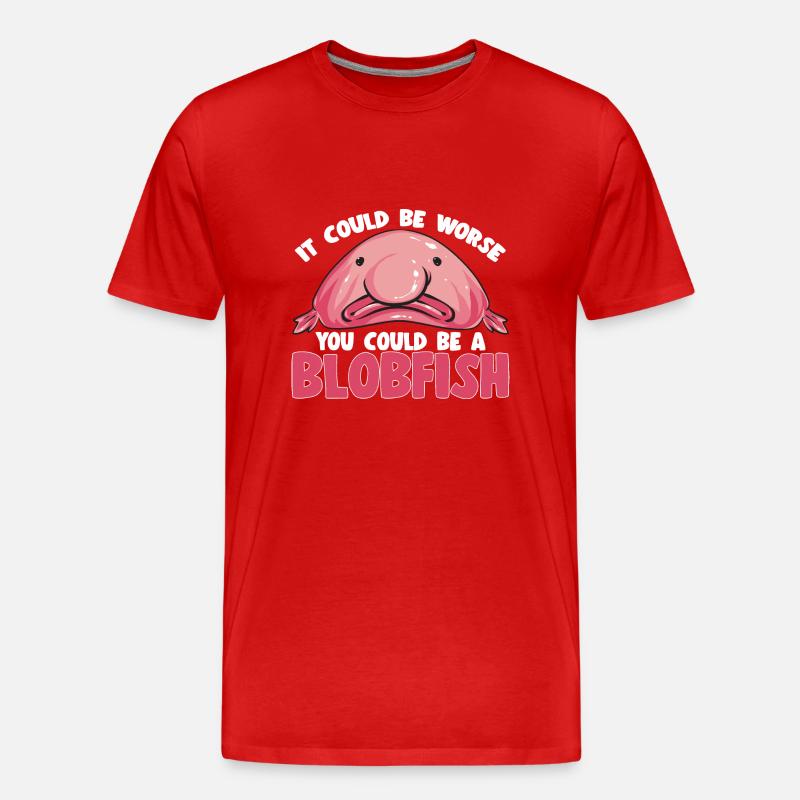 Blobfisch - Männer Premium Bio T-Shirt - Rot