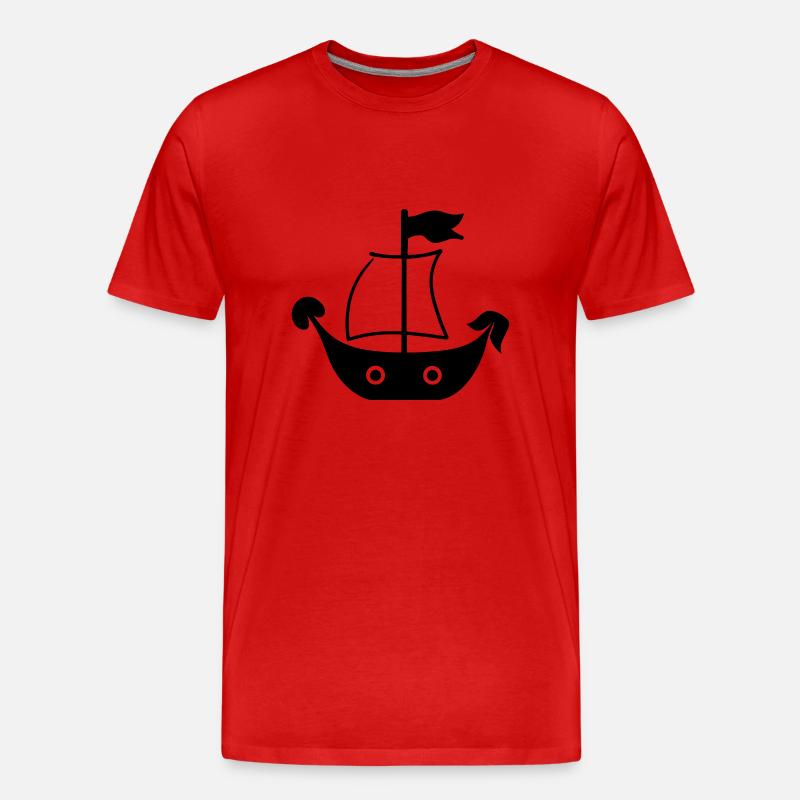 Piratenschiff - Männer Premium Bio T-Shirt - Rot